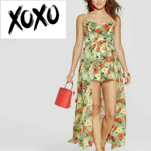 XOXO Spaghetti Strap Tropical Maxi Romper - Picture 5 of 7